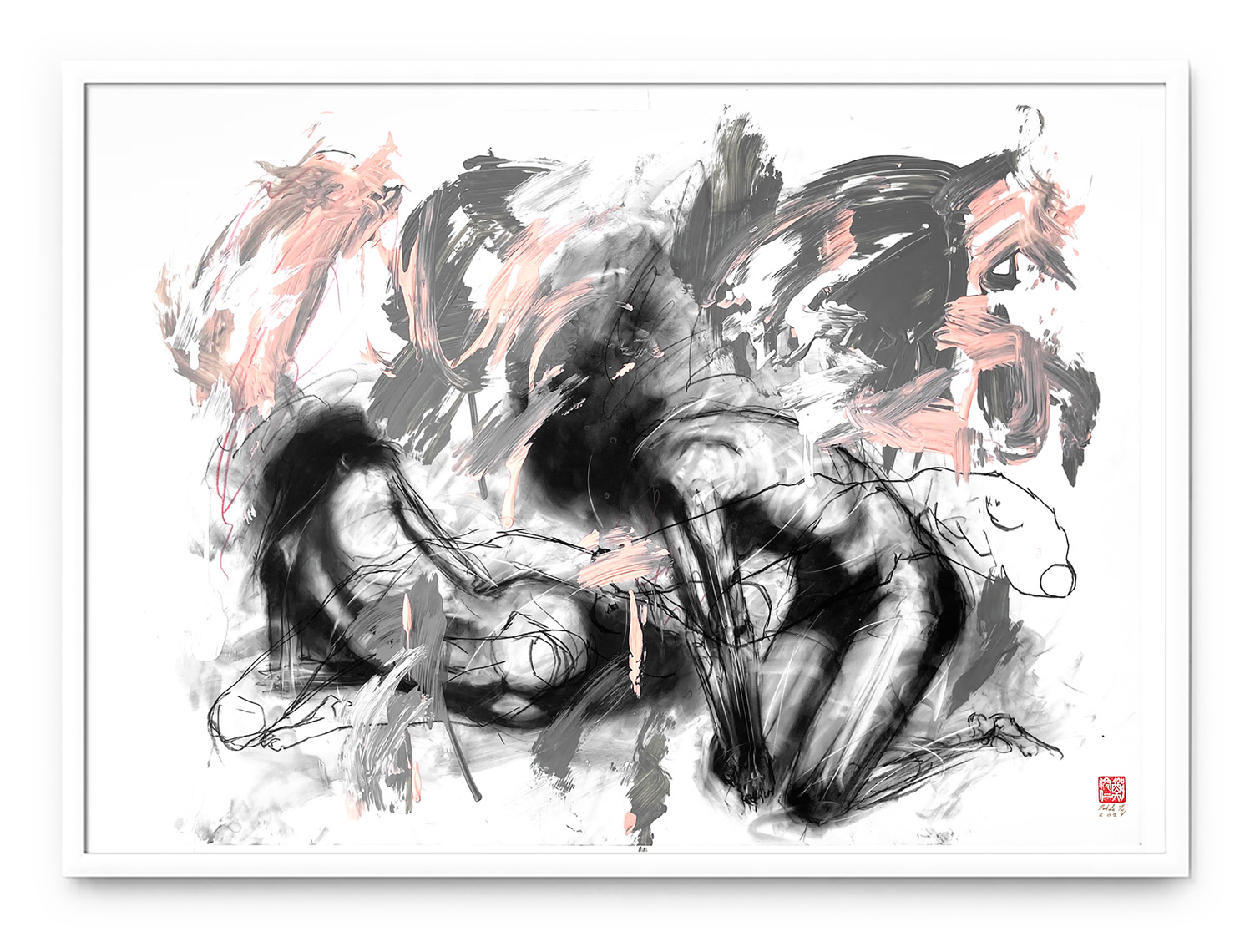 203_Waiting_2021_ConteAndAcrylicOnMylar_18x24inches